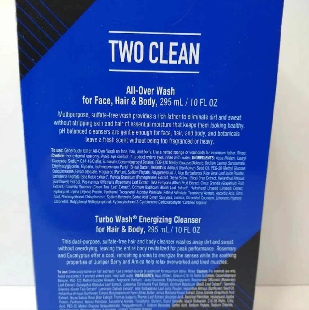 Jack Black Two Clean: 1 Turbo Wash, 10 oz, & 1 All Over Wash, 10 oz, Energizing